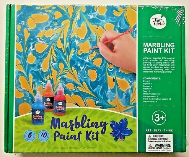 Jar Melo Water Marbling Paint Kit for Kids; 6 Colors, Marble Kit Non-Toxic  NEW