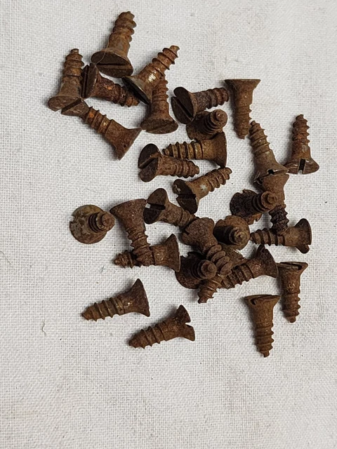 30 VTG Rusty 1/2" Slot Flat Head Iron Wood Screws
