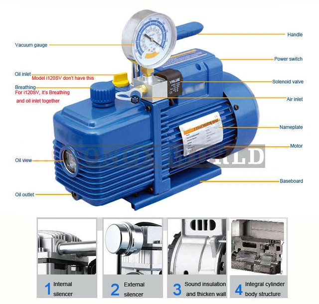 V-i140SV 2PA Rotary Vane Vacuum Pump 1 Stage For Air Conditioning Refrigerator