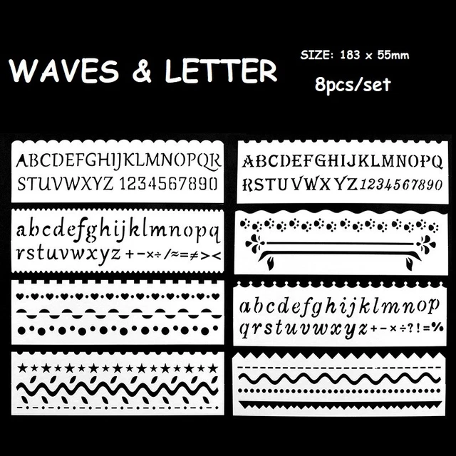 PLASTIC LETTERS LAYERING Stencils Painting Scrap Writing Cards (8pcs