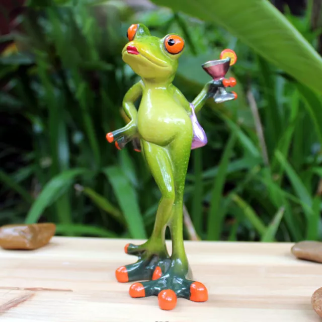 1 pc car decor Green Frog Figurine Miniature Resin Mini Statue for Garden Home