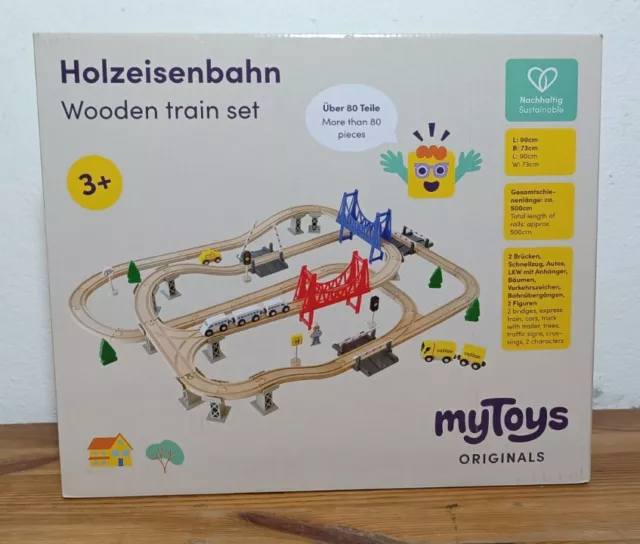 myToys Holzeisenbahn Spielset, über 80 Teile, Neu