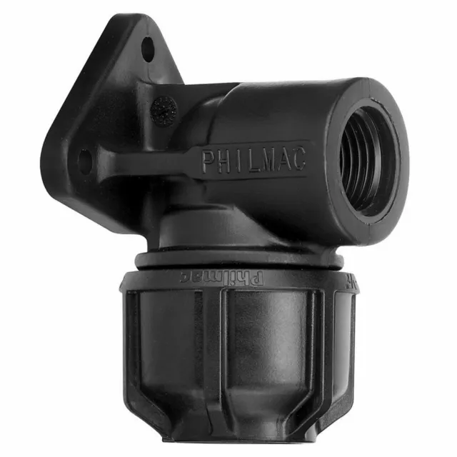 Philmac Metric 20mm x 1/2" Poly x FI BSP Pipe Elbow with Wall Plate