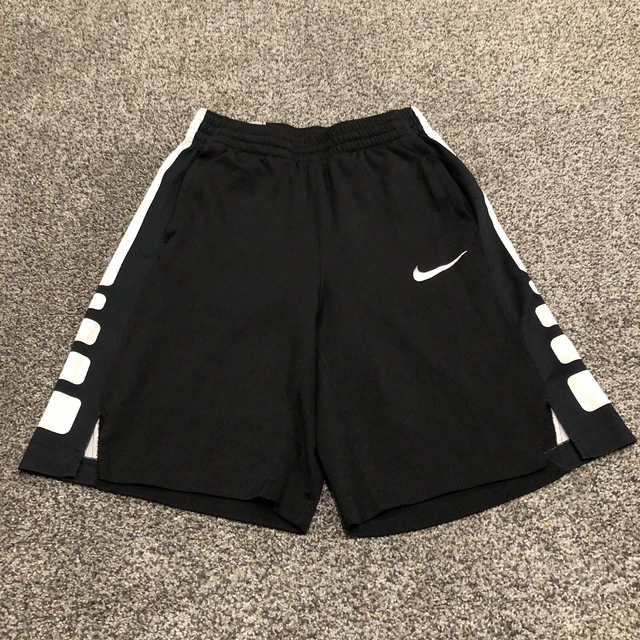 Nike Shorts Boys Large Black White Swoosh Athletic DriFit Pockets Youth Kids