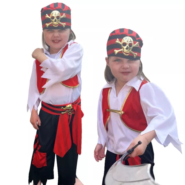 Children's Pirate Carribean Fancy Dress Role Play Costume Boys Kids Age 5-7 Yrs