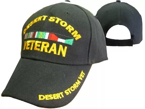 Desert Storm Veteran War Black Embroidered Military Cap Hat LICENSED