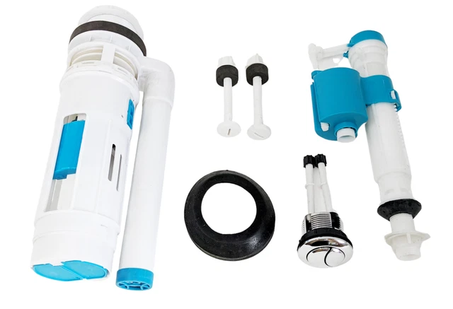 Dual Flush Toilet Valve & Button Kit - Top Mount Cistern Replacement Syphon For Bathroom Repair 9 thumbnail image
