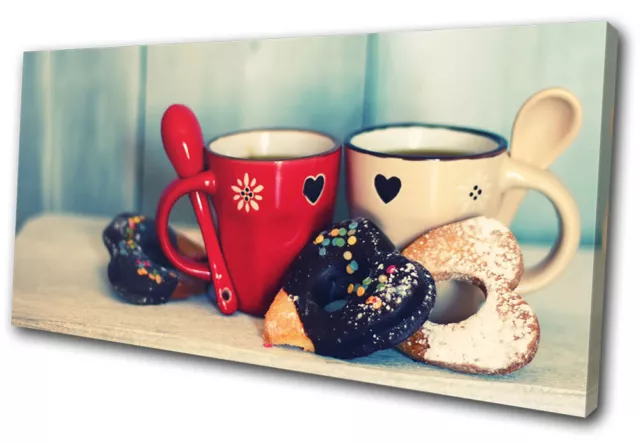 Love Cafe Cake Retro Vintage  Food Kitchen SINGLE CANVAS WALL ART Picture Print