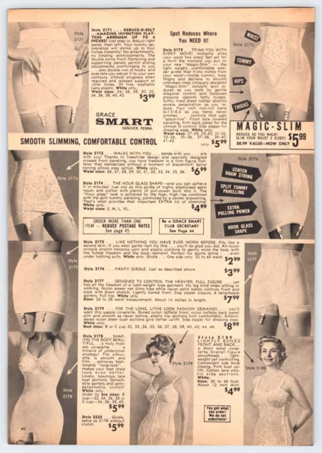 1950's PRETTY WOMEN WOMAN GIRDLE Vintage 8X11 1950 Store Catalog Page Ad  M403C