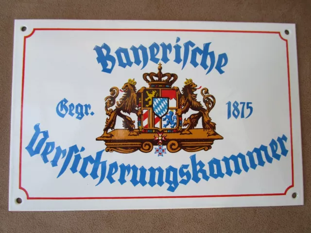 Bayerische Versicherungskammer, Versicherungsschild, Emailleschild, 24 x 16 cm