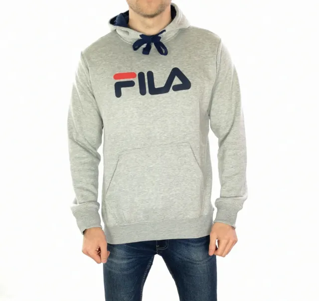 Brand New Men's FILA Spell Out Hoodie In Grey Size M to XXL