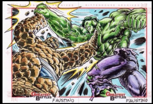 Marvel Greatest Battles Sketch Cards By Norman Jim Faustino The Thing Vs Hulk