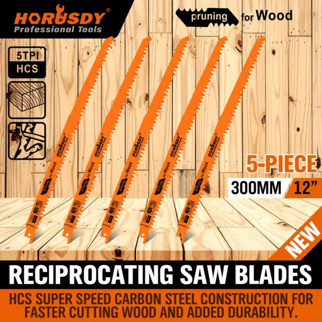 5pc Reciprocating Saw Blades Set 12 Inch Electric Wood Pruning 5TPI Saw Blade