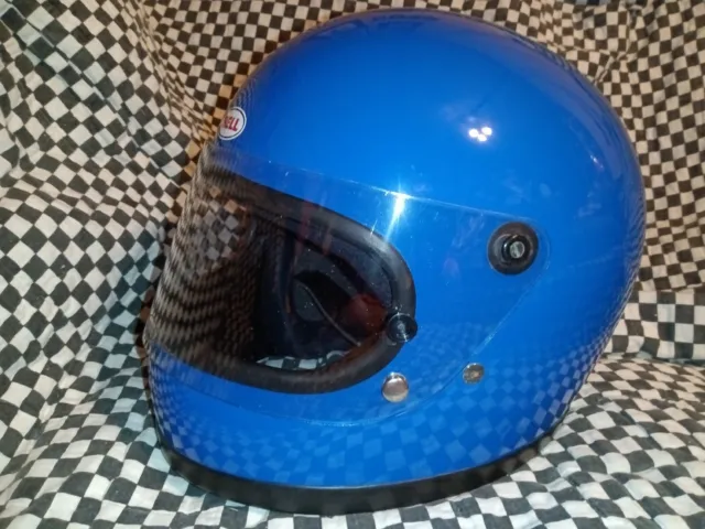 Vintage 1975 Bell  Star 11 Racing Helmet  7 5/8  Blue   Simpson  shoei