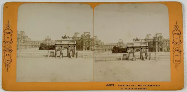 FRANCE Paris Arc du Carrousel c1870 Photo Stereo Vintage Albumine P83L7