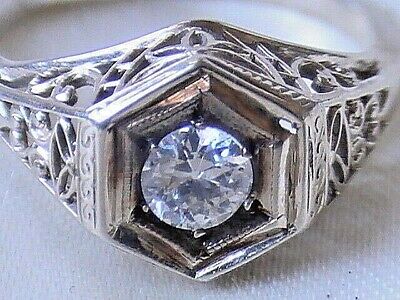 Antique Art Deco 1/2 Ct. Old European Cut Diamond Solitaire Engagement Ring~14K