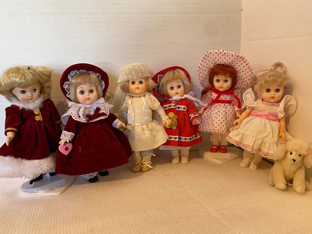 Vogue Ginny lot of 6 dolls, 1 is porcelain + Dakin Poodle 1980's