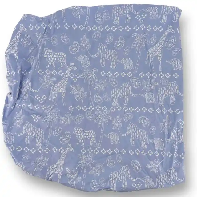 Pottery Barn Kids Paisley Giraffe Elephant Zoo Bandana Print Fitted Crib Sheet
