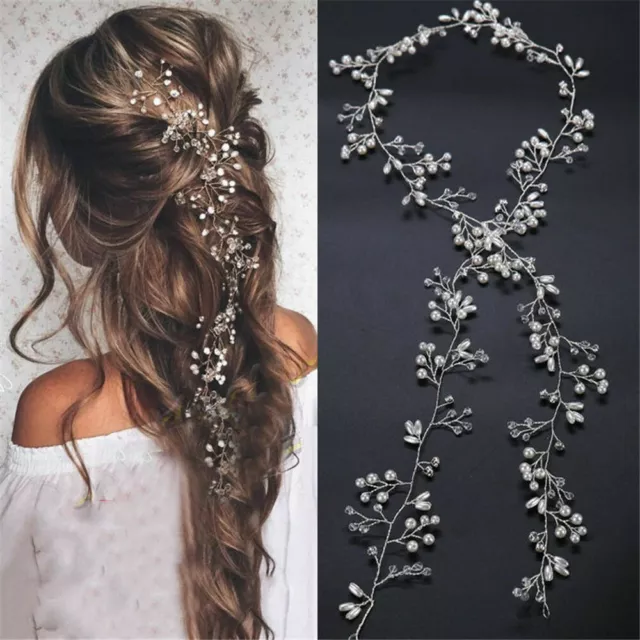 New Pearls Wedding Hair Vine Crystal Bridal Accessories Diamante Headpiece US