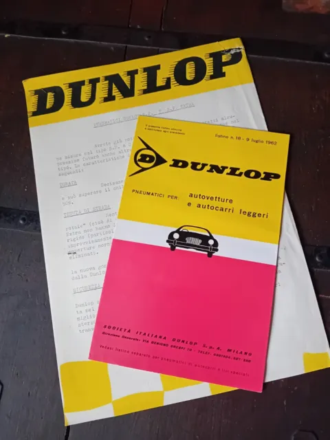 Dunlop Pneumatici Autocarri Auto Listino 1962 + Lettera Timbro Ufficiale 1963