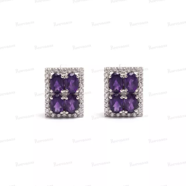 Natural Amethyst Gemstone 925 Sterling Silver Cufflinks Specially For Boyfriend