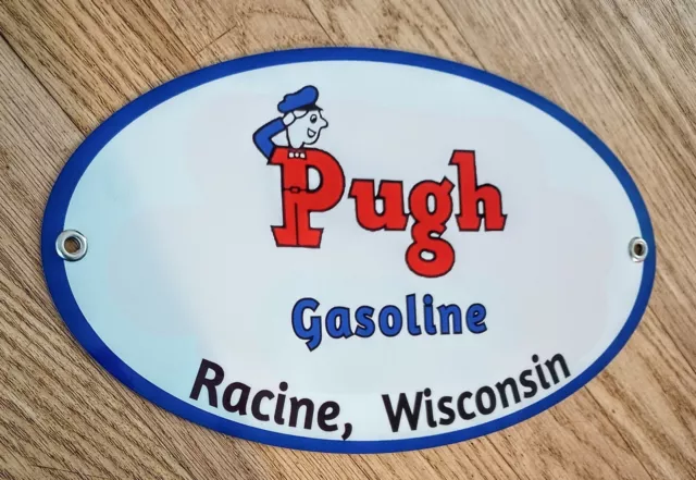 Pugh Oil Gas Oval sign ... Gasoline .. Racine Wisconsin