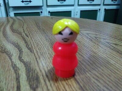 Vintage 80's Fisher Price Little People Red Woman Mom Blonde