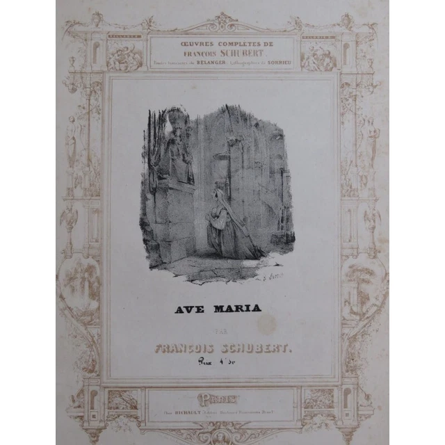 SCHUBERT Franz Ave Maria Chant Piano ca1835