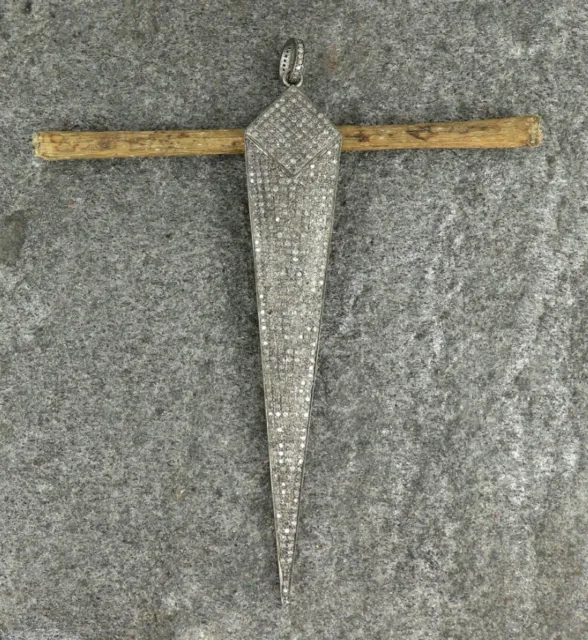 Pave Diamond Arrow Pendant 925 Silver Diamond Long Arrow Pendant Handmade Gift.