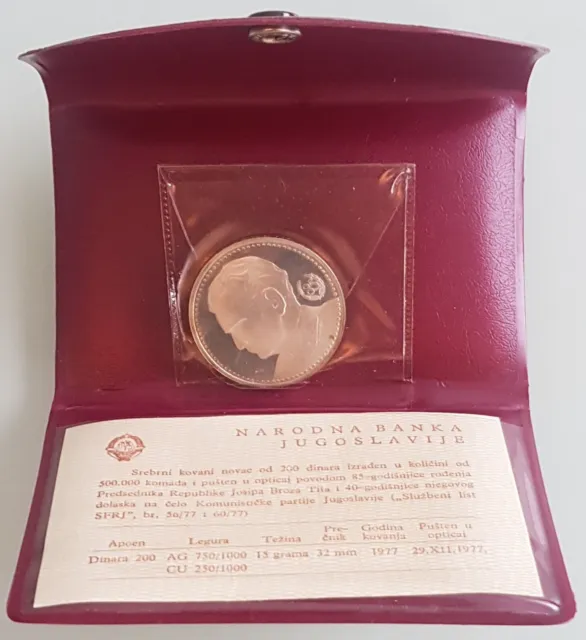 Mds Jugoslawien 200 Dinar 1977 "85. Geburtstag Von Josip Broz Tito", Silber