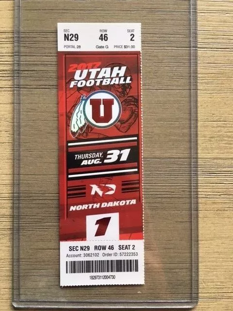 2017 Utah Utes Football Official Mint Ticket Stub - pick any game!