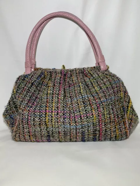 Trina Turk Tweed Woven Purse Bag Satchel Bright Colors Classic Dr Bag Roomy Rare