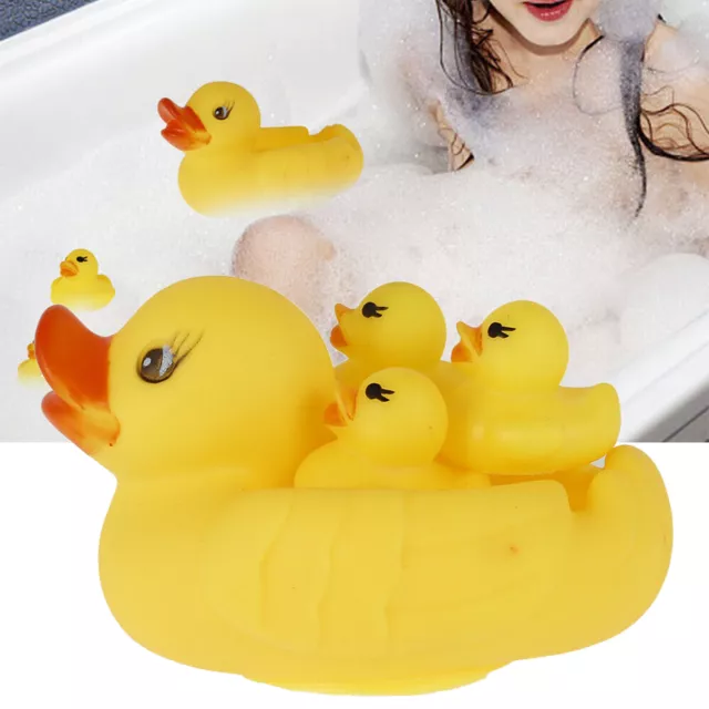 4pcs Yellow Rubber Bath Ducks Squeaky Pool Water Game Fun Sound Toys UK