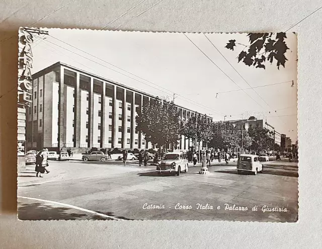 cartolina catania corso italia e palazzo di giustizia formato grande 1962