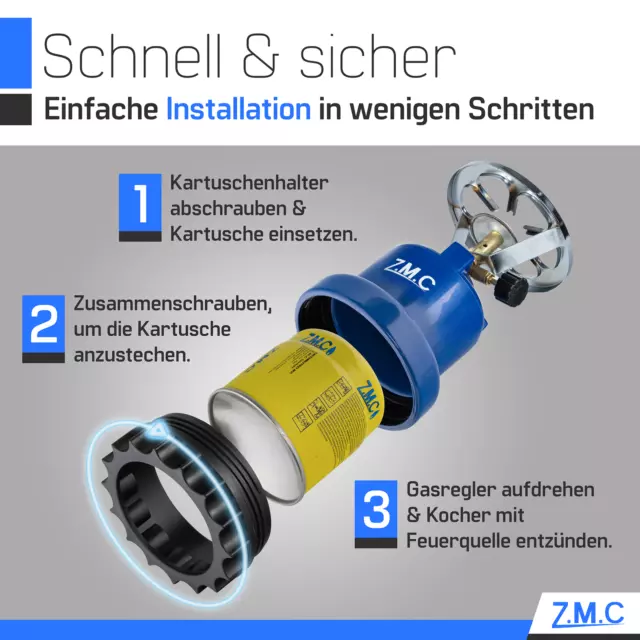 ZMC 2in1 Cuisinière de Camping à Gaz Cartouche 1 à Flamme + à 190g 3