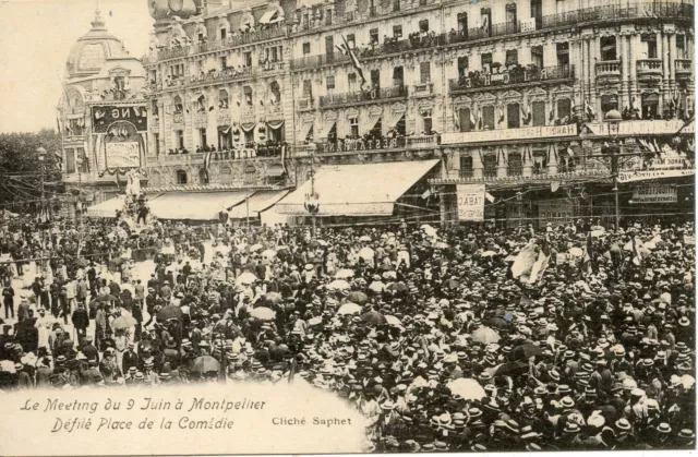 Carte Postale / Le Meeting Du 9 Juin A Montpellier Defile Place De La Comedie