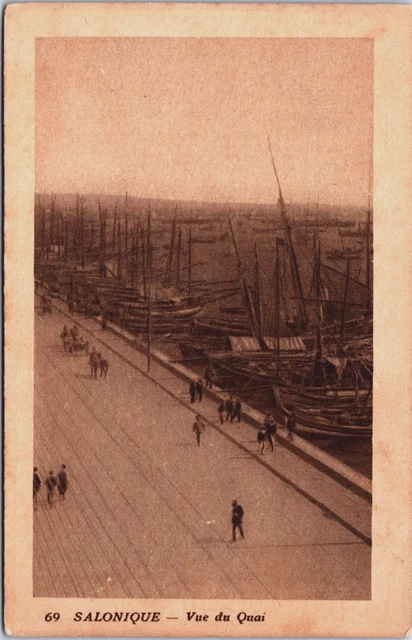 Greece Thessaloniki Salonique Vue du Quai Vintage Postcard C081