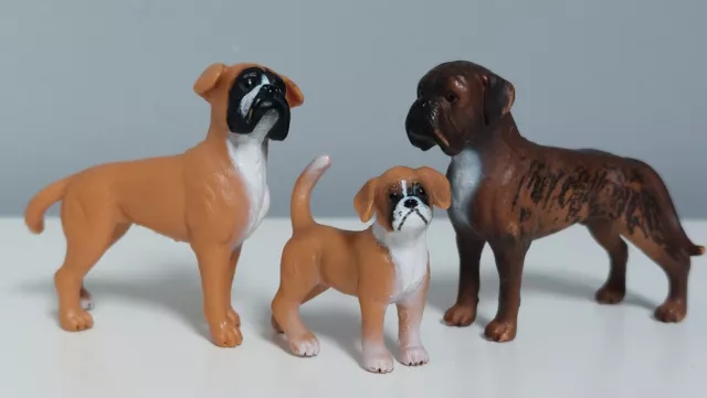 Schleich Boxer Dog Family Male Female and Puppy RARE RETIRED VGC