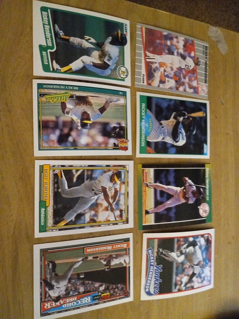 Vintage Yankee/ Athletics baseball card lot Of 8. Ricky Henderson Only.