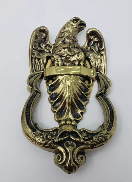 Vintage SolId Brass American Eagle Door Knocker Holding Tree Branch
