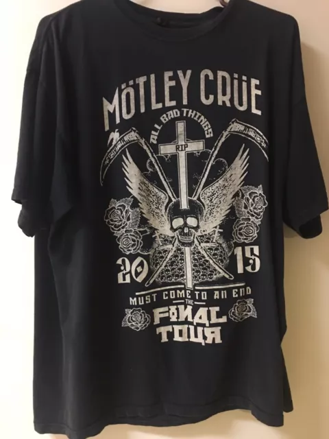 Motley Crue Concert Shirt Men XL Black Graphic All Bad Things Final Tour 2015