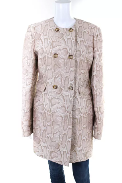 Stella McCartney Womens Double Breasted Metallic Snake Print Coat Pink IT 48