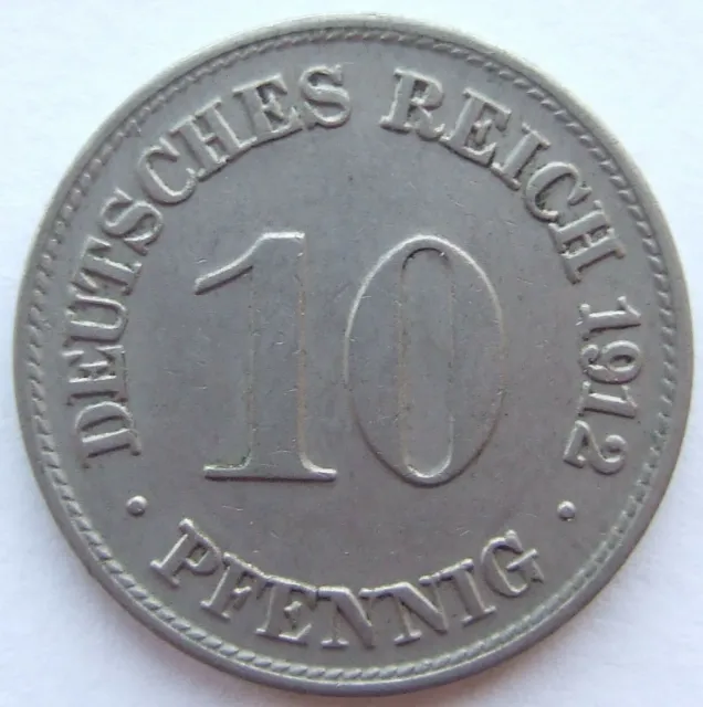 Moneta Reich Tedesco Impero Tedesco 10 Pfennig 1912 D IN Extremely fine