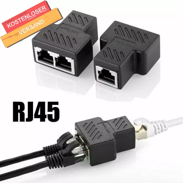 2/4X RJ45 Y Adapter Splitter Verteiler Netzwerk Ethernet LAN Doppler 1zu2 Buchse