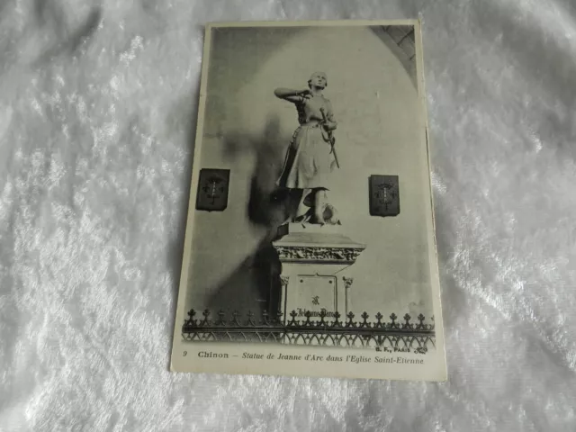 CPA carte postale Chinon Statue de Jeanne D'Arc / Eglise Saint Etienne 1900