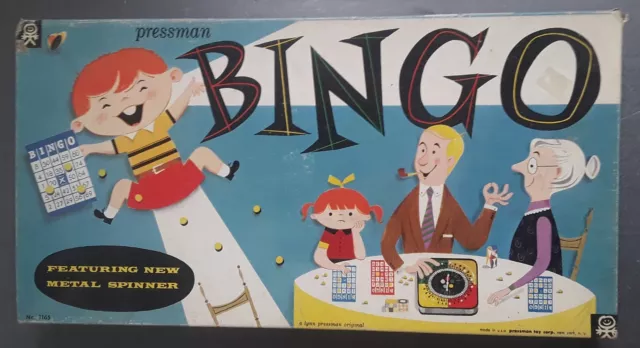 Vintage Pressman Toy Corp New York Bingo Board Game NO1165 Tin Spinner NO MARKER