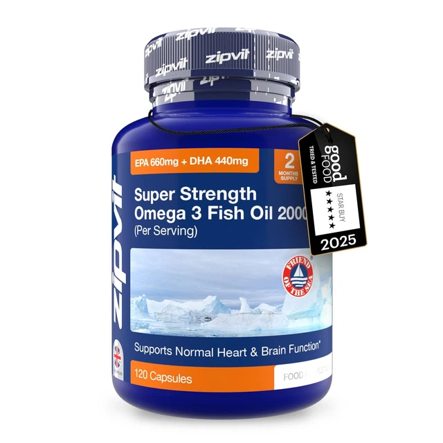 OMEGA 3 FISH Oil 2000mg 660mg EPA 440mg DHA Heart Brain Eye Support 120 ...