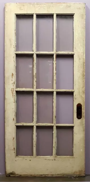 35.5"x80"x2" Antique Vintage Old Wood Wooden Interior French Door Window Glass
