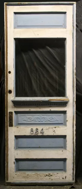 34"x90"x2" Antique Vintage Wood Wooden Entry Exterior Door Window Beveled Glass