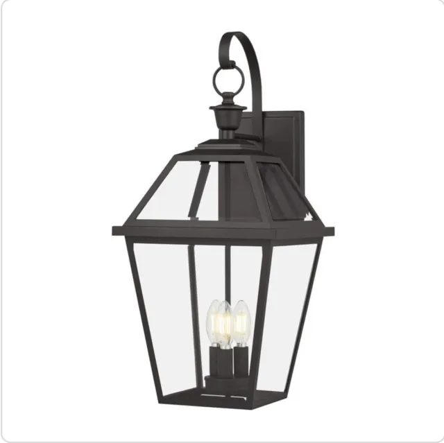 Glenneyre 11 in. Matte Black French Quarter Gas Style Wall Lantern Clear Glass